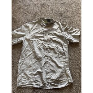 Mens Grey Short Sleeve Chaps Fishing Shirt Size Large